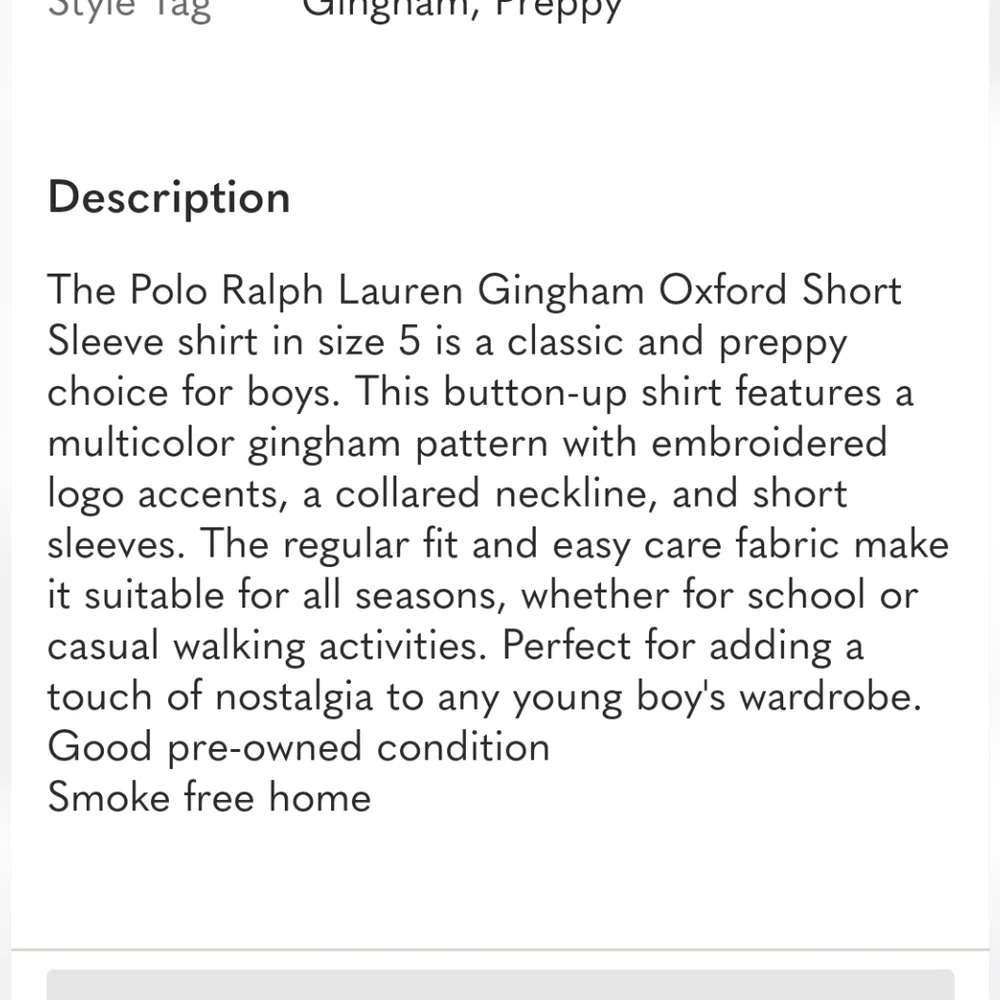 Polo Ralph Lauren Gingham Short Sleeve